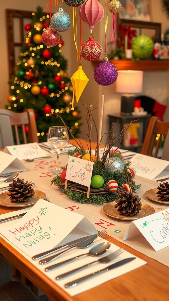 Creative Christmas Table Decorations Made by Kids A Christmas table adorned with kids